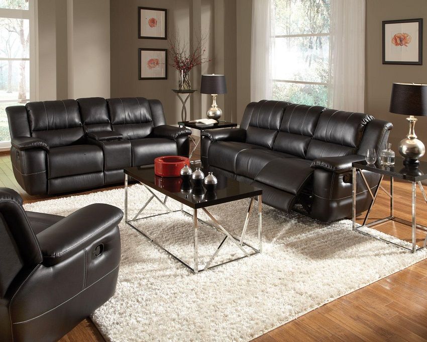Bonded Leather Reclining Sofa Set, Reclining Leather Sofa Set