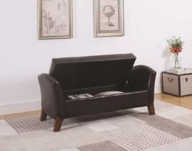 Dark Brown Leatherette 500951 Storage Bench/Ottoman