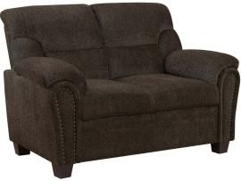 Clemintine by Coaster 506572 Brown Chenille Fabric Loveseat