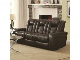 Delangelo by Coaster 602304P Brown Padded Breathable Leatherette Power Headrest & Power Reclining Sofa-14915