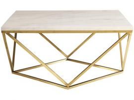 Coaster 700846 White & Brass  Finish Coffee Table