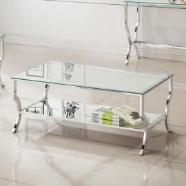 Coaster 720338 Chrome with Tempered Glass Finish Coffee Table