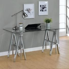 Adjustable Height 800900 Tempered Clear Glass Desk