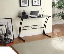 Genevieve Collection 800906 Black Writing Desk with Tempered Glass Top
