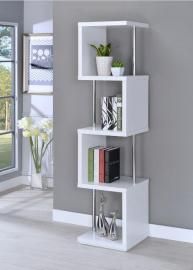 Winslow Collection 801418 White and Chrome Contemporary Bookcase