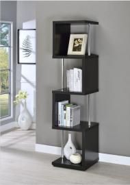 Winslow Collection 801419 Black and Chrome Contemporary Bookcase