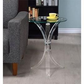 Coaster 900490 Round Clear Acrylic 3 Leg Accent End Table