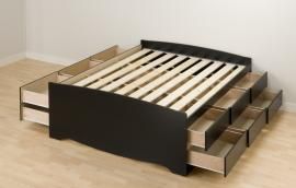 Black Tall Queen Platform Storage Bed (12-drawers) BBQ6212