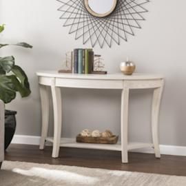 CK0193 Laverly By Southern Enterprises Traditional Demilune Console Table - Whitewash