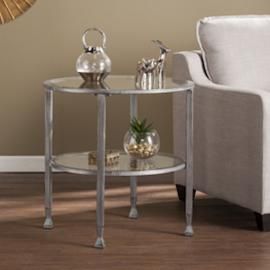 CK0742 Jaymes By Southern Enterprises Metal/Glass Round End Table - Silver