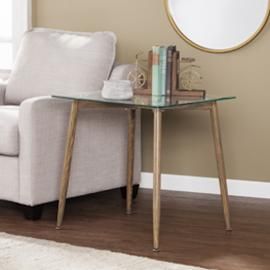 CK2352 Cillian By Southern Enterprises End Table w/ Glass Top - Contemporary Style-12896