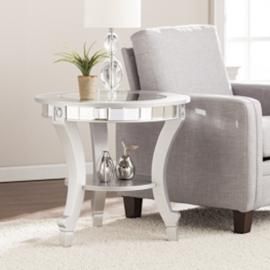 CK2382 Lindsay By Southern Enterprises Glam Mirrored Round End Table