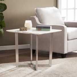 CK2752 Wrexham By Southern Enterprises Faux Marble End Table - Soft Ivory w/ Gray