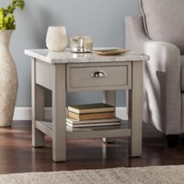 CK2762 Youngston By Southern Enterprises Faux Marble Square End Table - Gray