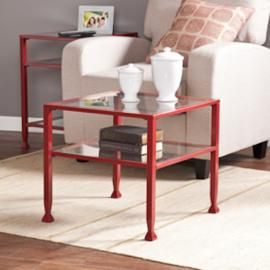 CK2770 Southern Enterprises Metal/Glass Bunching Cocktail Table - Red