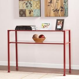 CK2773 Southern Enterprises Metal/Glass Console Table - Red