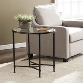 CK3602 Quinton By Southern Enterprises Metal/Glass Oval Side Table - Black