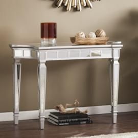 CK3633 Glenview By Southern Enterprises Glam Mirrored Console Table - Matte Silver
