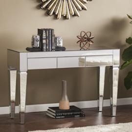 CK3693 Darien By Southern Enterprises Contemporary Mirrored Console Table