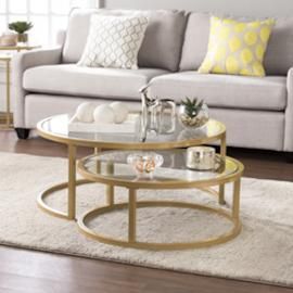 CK4290 Evelyn By Southern Enterprises Glam Nesting Cocktail Table 2pc Set - Gold