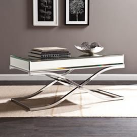 CK4370 Ava By Southern Enterprises Mirrored Cocktail Table - Chrome