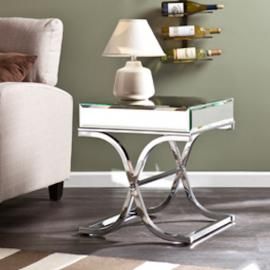 CK4372 Ava By Southern Enterprises Mirrored End Table - Chrome