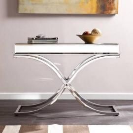CK4373 Ava By Southern Enterprises Mirrored Console Table - Chrome