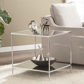 CK5002 Knox By Southern Enterprises Glam Mirrored End Table - Chrome