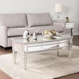 CK8160 Rochelle By Southern Enterprises Mirrored Cocktail Table - Glam Style - Silver