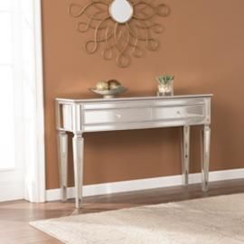 CK8163 Rochelle By Southern Enterprises Mirrored Console Table - Glam Style - Silver