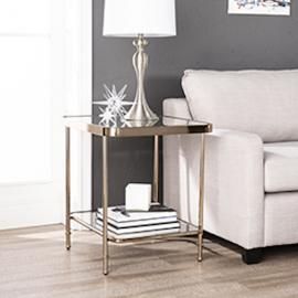 CK8282 Sandlin By Southern Enterprises Mirrored End Table - Glam Style - Champagne