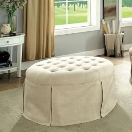 Claes by Furniture of America CM-BN6175BG Round Ottoman