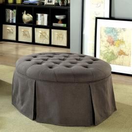 Claes by Furniture of America CM-BN6175GY Round Ottoman