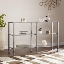 CM0771 Jaymes By Southern Enterprises Metal/Glass 3-Tier Console Table/Media Stand - Silver