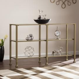 CM3771 Jaymes By Southern Enterprises Metal/Glass 3-Tier Console Table/Media Stand