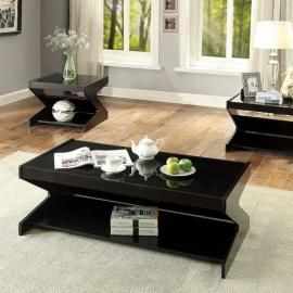Sigourney by Furniture of America Black CM4182-3PK Coffee Table Set