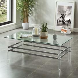 Trofa Chrome Finish by Furniture of America Collection CM4351C Coffee Table