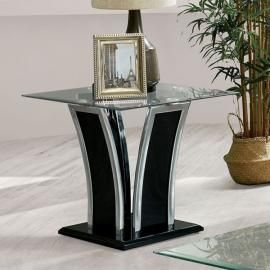Staten Glossy Black & Chrome Finish by Furniture of America Collection CM4372BK-E End Table