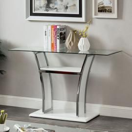 Staten Glossy White & Chrome Finish by Furniture of America Collection CM4372WH-S Sofa Table