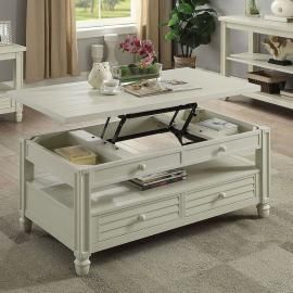 Suzette by Furniture of America Antique White CM4615WH-C Coffee Table