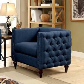 Emer Dark Blue Linen-Fabric Chair CM6780BL-CH by Furniture of America