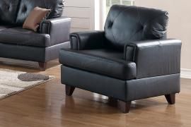 Black Top Grain Leather Chair by Poundex F6877
