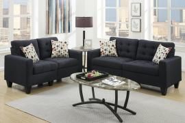 Cozad F6903 Black Linen-Like Fabric Sofa and Loveseat Set