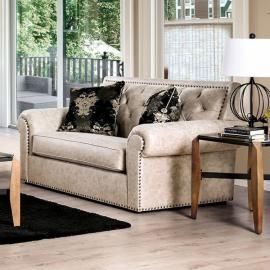 Parshall Beige Fabric Loveseat SM2272-LV by Furniture of America