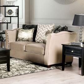 Hampden Warm Beige Fabric Loveseat SM2273-LV by Furniture of America