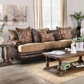 Fletcher Brown & Tan Fabric Gray Sofa SM5148-SF by Furniture of America