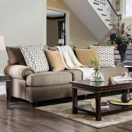 Augustina Light Brown Fabric Sofa SM5164-SF by Furniture of America