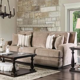 Osvaldo Light Brown Chenille Fabric SM5187-SF by Furniture of America
