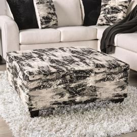 Barnett Ivory & Gray Fabric Ottoman SM5204-OT by Furniture of America