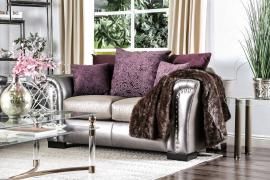 Benigno Pewter & Purple Fabric SM6412-LV Loveseat by Furniture of America